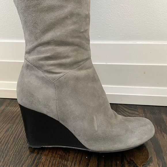 Cole Haan tall suede grey wedge boots. Size 7.5. - Picture 5 of 11